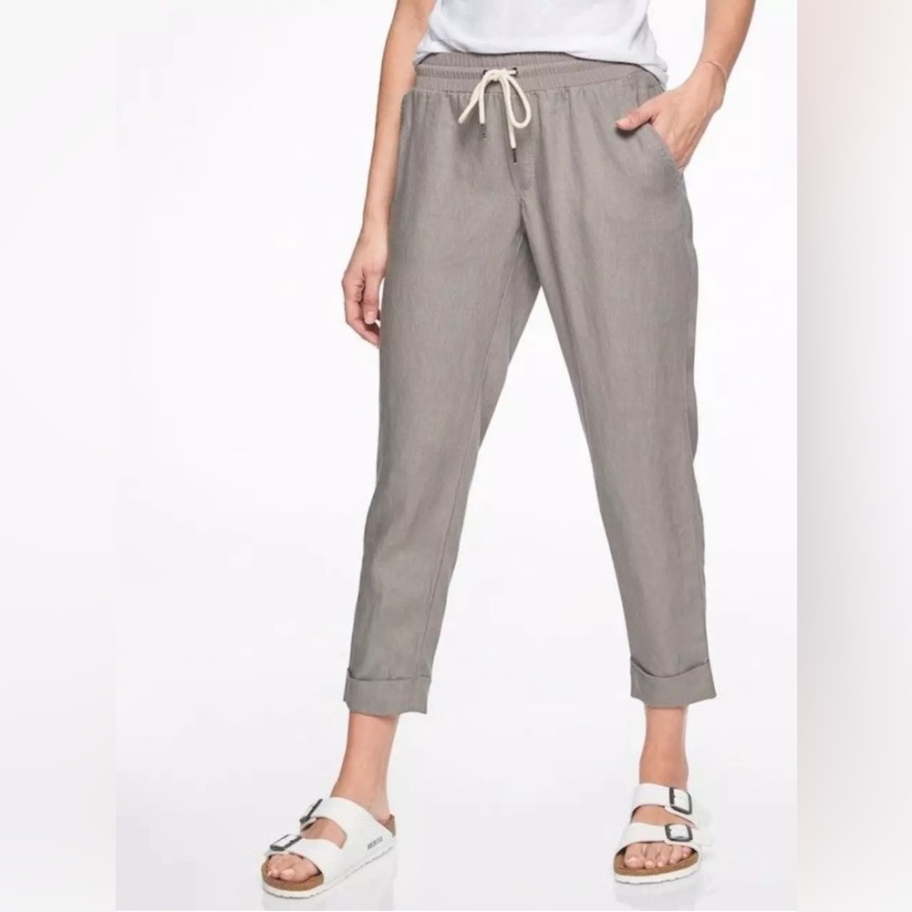 Athleta Gray 100% Linen Pull-on Pants Joggers Size 4